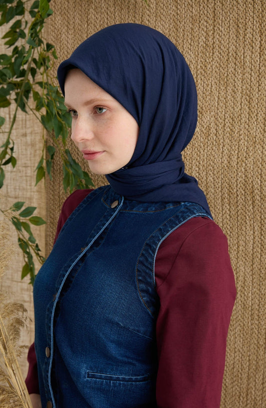 Pamuk Lacivert Aerobin Eşarp - Fatma Atasoy