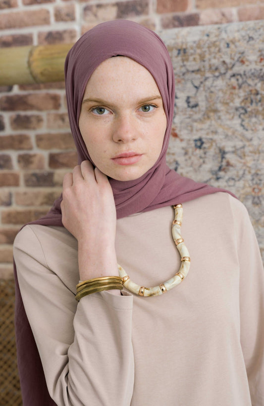 Pamuk Vual Açık Mürdüm Şal - Fatma Atasoy