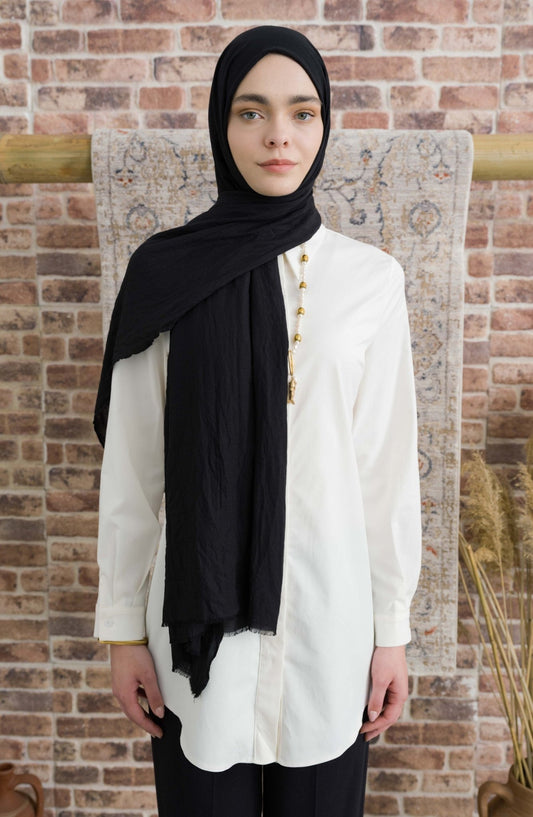 Pamuk Vual Siyah Şal - Fatma Atasoy