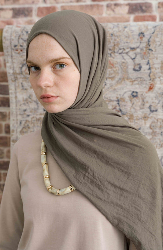 Pamuk Vual Soft Haki Şal - Fatma Atasoy