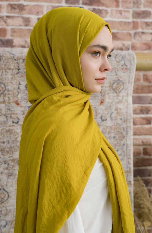 Pamuk Vual Yağ Yeşili Şal - Fatma Atasoy