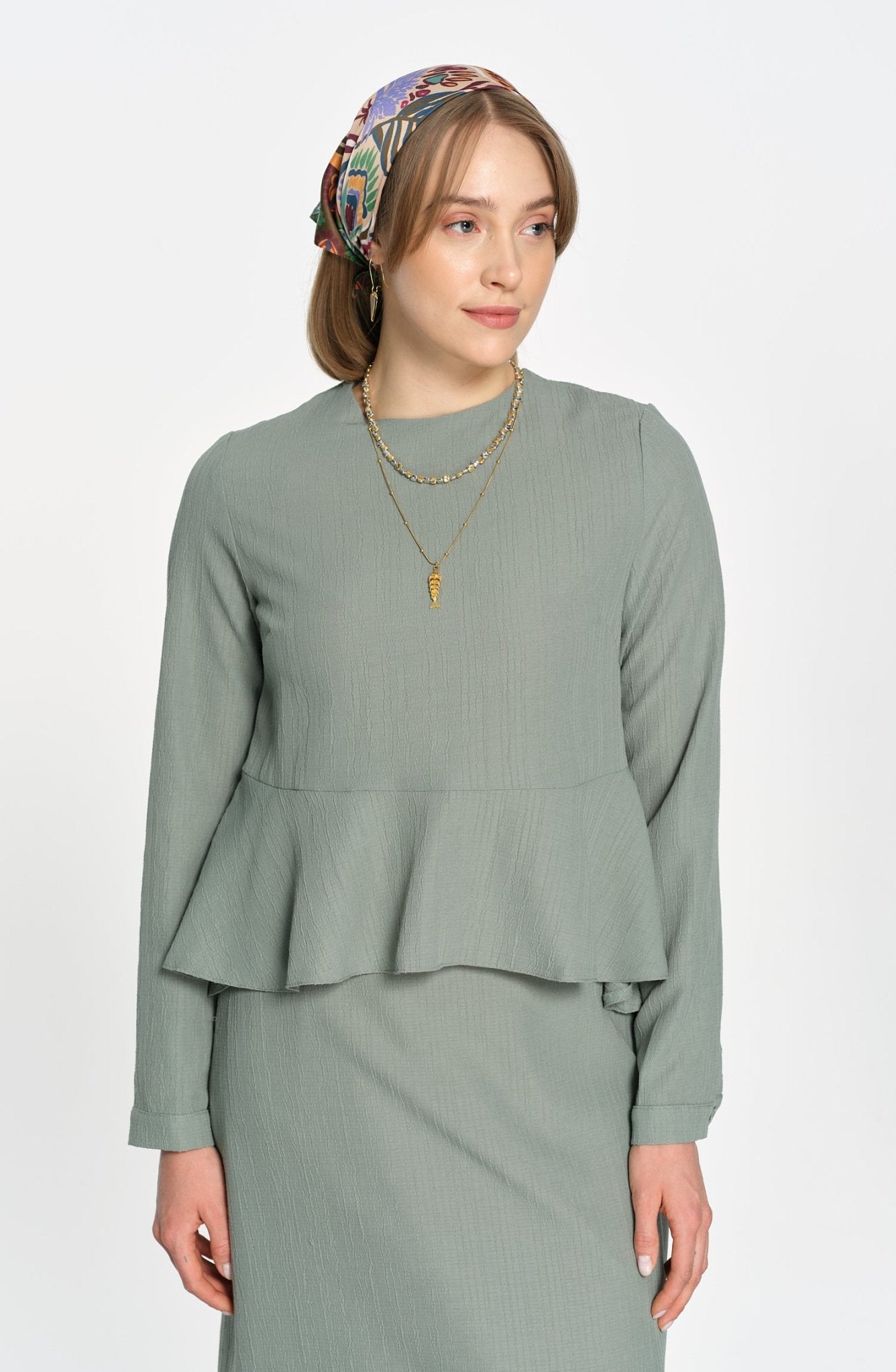 Peplum Detaylı Mint İkili Takım - Fatma Atasoy