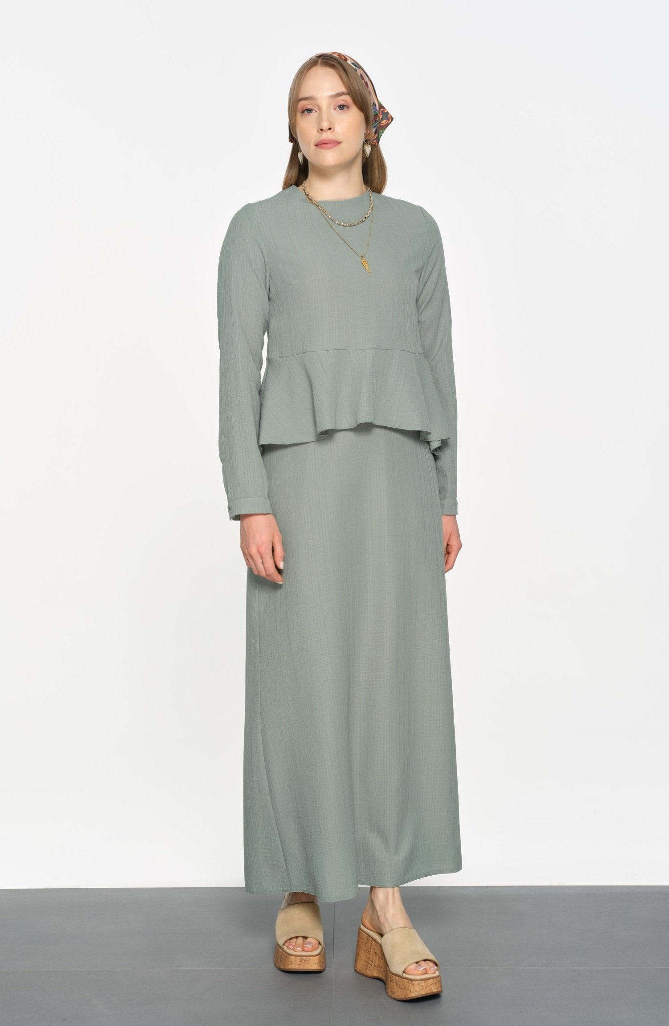 Peplum Detaylı Mint İkili Takım - Fatma Atasoy