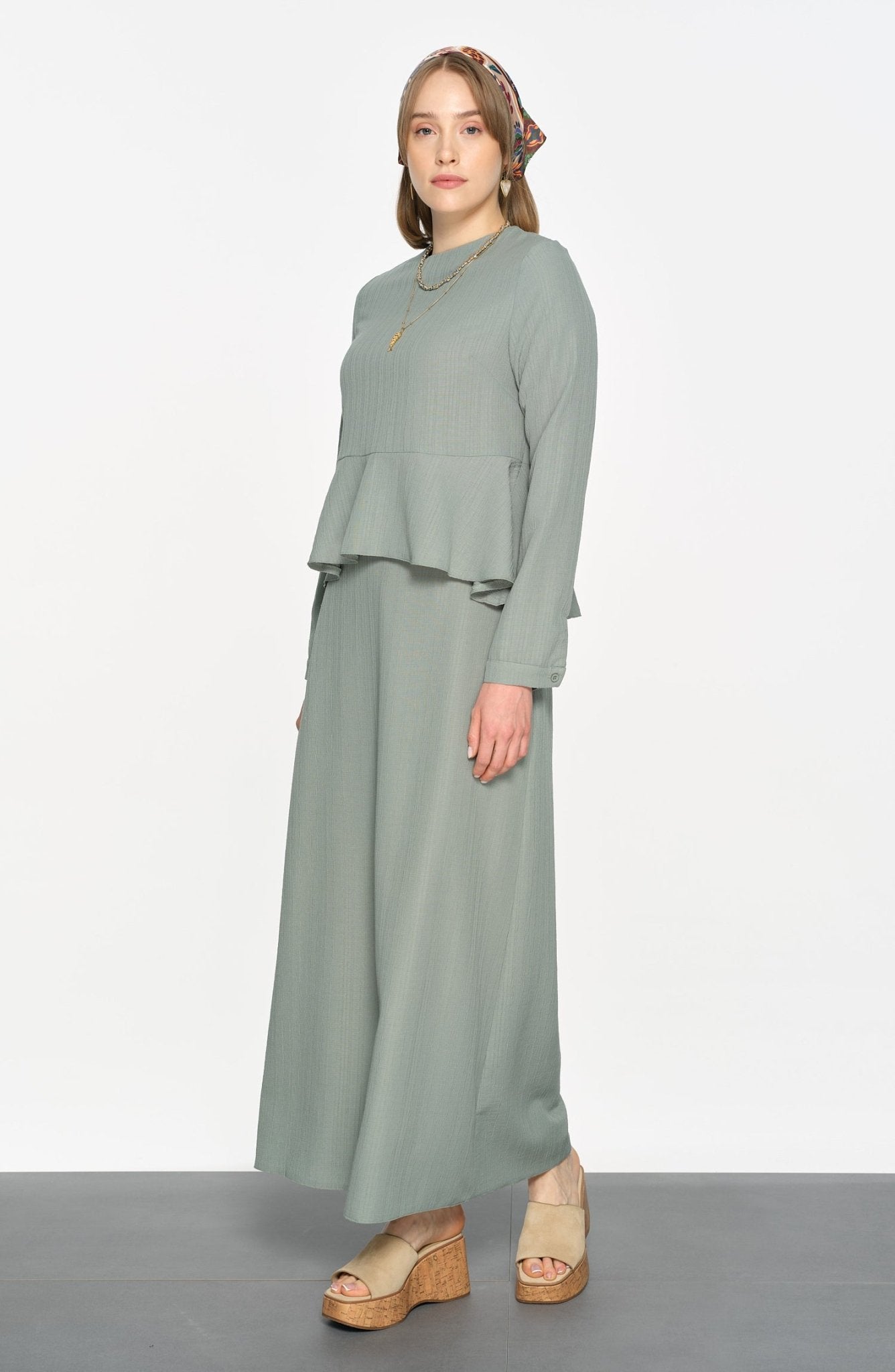 Peplum Detaylı Mint İkili Takım - Fatma Atasoy