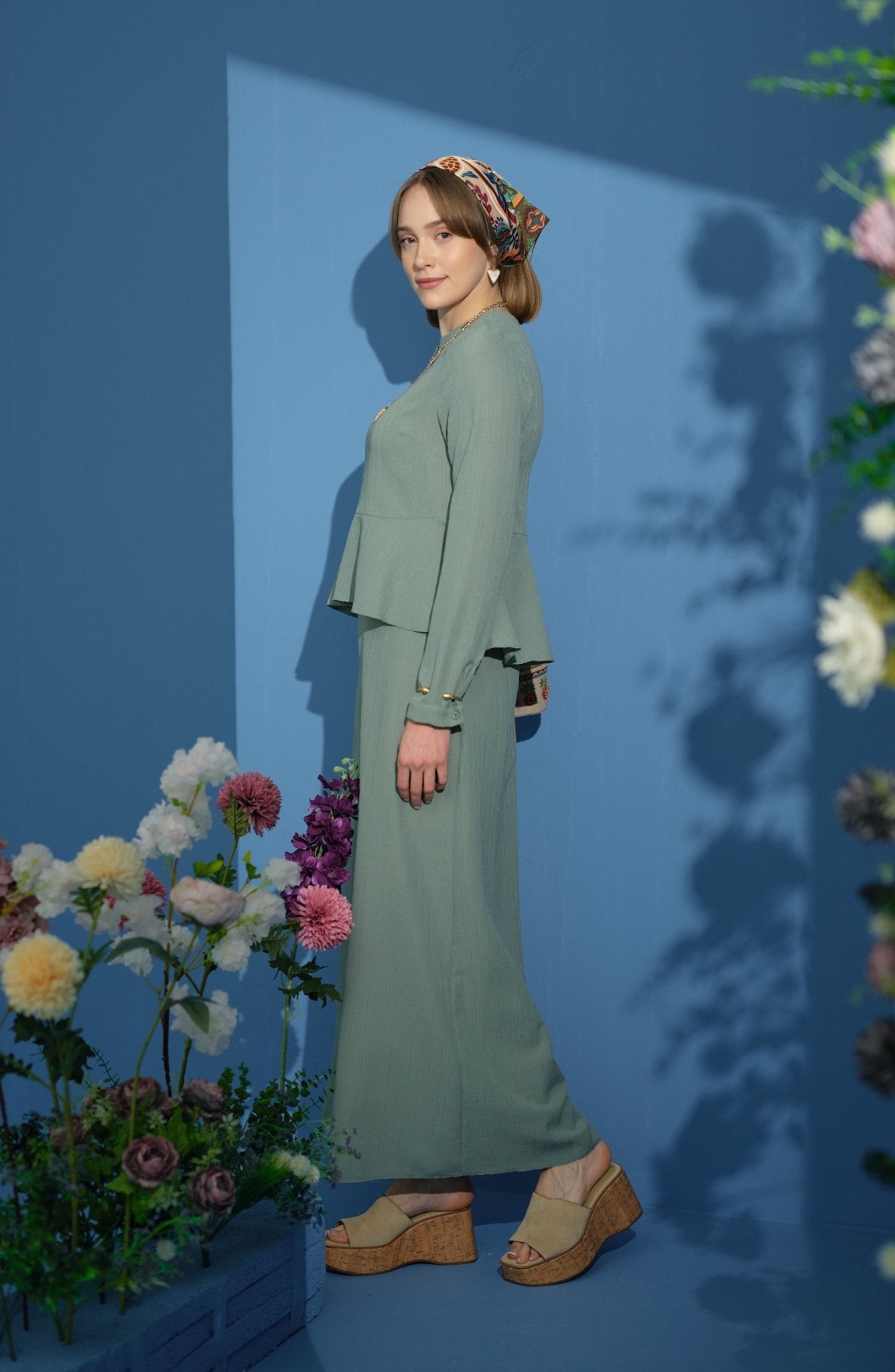 Peplum Detaylı Mint İkili Takım - Fatma Atasoy