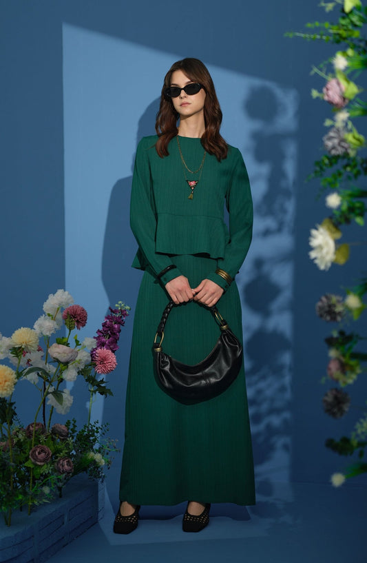 Peplum Detaylı Zümrüt İkili Takım - Fatma Atasoy