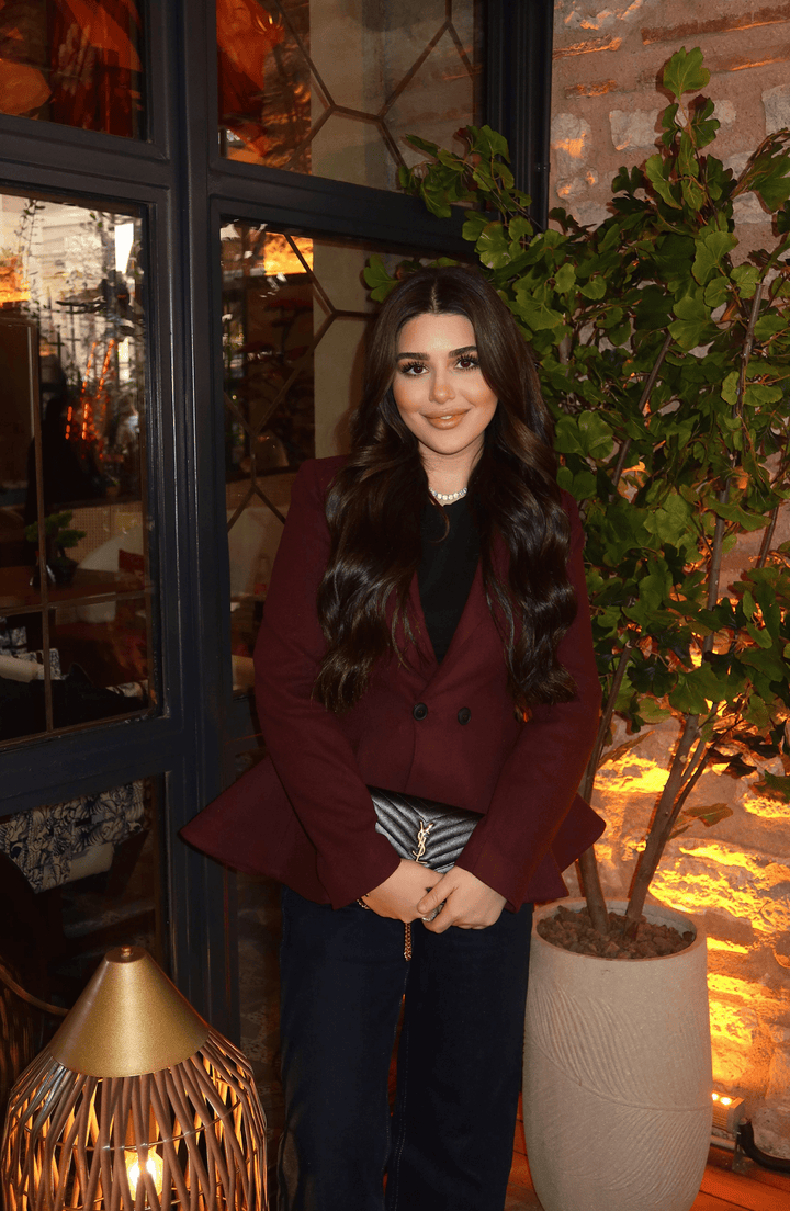 Peplumlu Vişne Kaşmir Kaşe Ceket - Fatma Atasoy