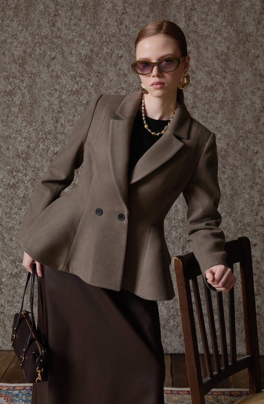 Peplumlu Vizon Kaşmir Kaşe Ceket - Fatma Atasoy