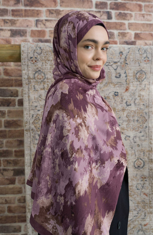Pigmentia Desenli Lila Crash Şal - Fatma Atasoy