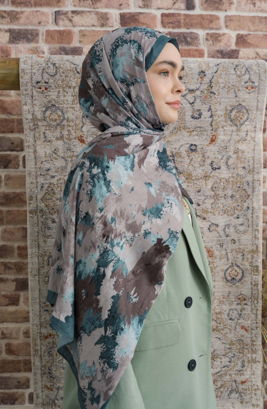 Pigmentia Desenli Mint Crash Şal - Fatma Atasoy