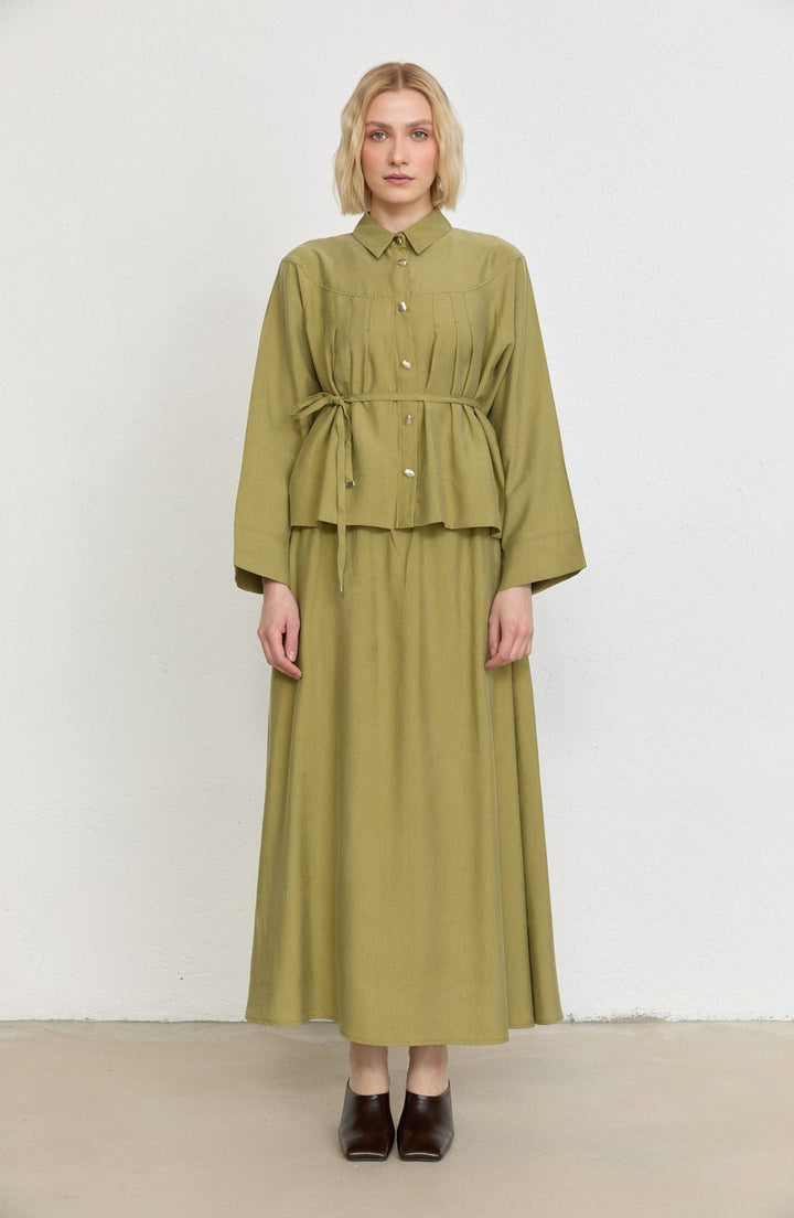 Pileli Adaçayı Soft Touch Tensel Etekli İkili Takım - Fatma Atasoy