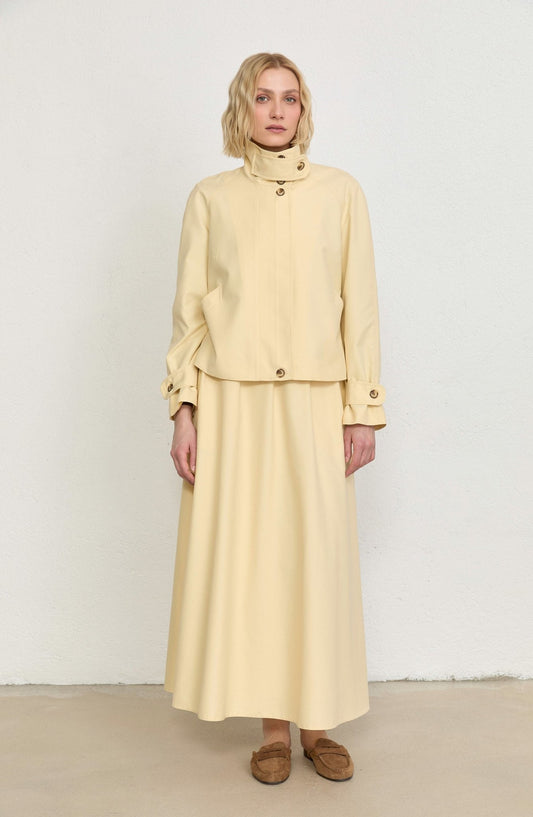 Pileli Butter Sarı Trenç Etek - Fatma Atasoy
