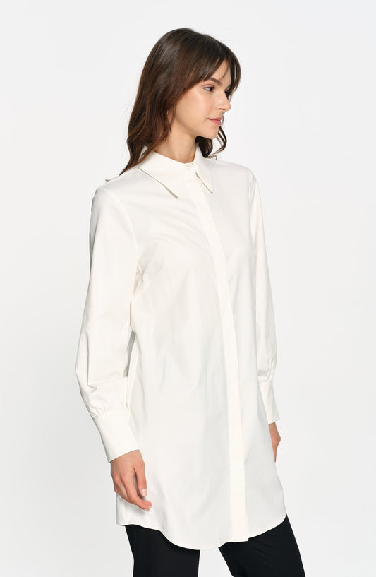 Premium Balon Kol Midi Beyaz Gömlek - Fatma Atasoy