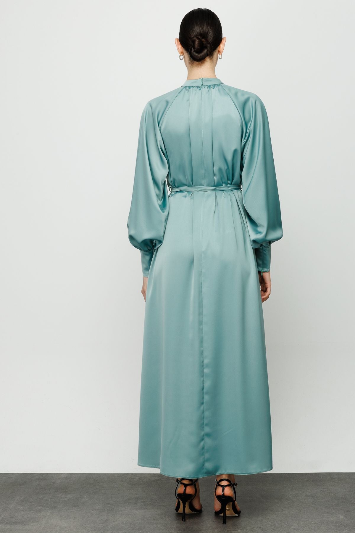 Reglan Kol Büzgülü Abiye Elbise Mint - Fatma Atasoy