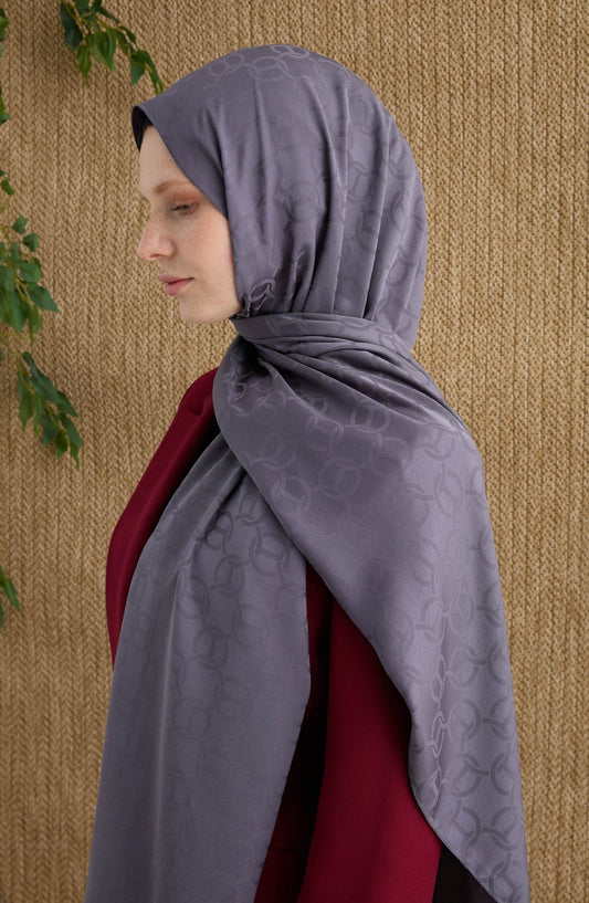 Ring Antrasit Jakarlı Şal - Fatma Atasoy