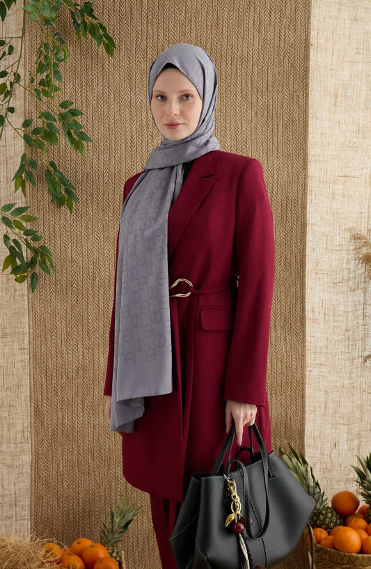 Ring Gri Jakarlı Şal - Fatma Atasoy