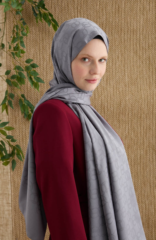 Ring Gri Jakarlı Şal - Fatma Atasoy