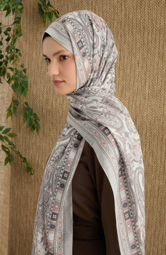 Rosalie Gri Etnik Desen Şal - Fatma Atasoy