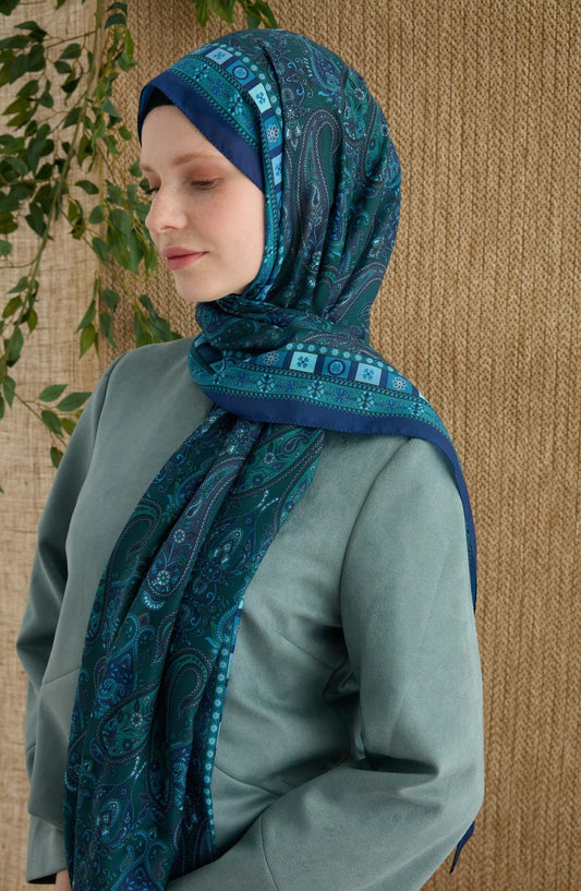 Rosalie Mavi Etnik Desen Şal - Fatma Atasoy