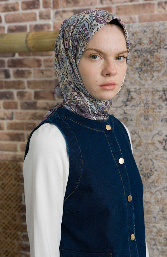 Royadia Soft Pembe Etnik Desenli Eşarp - Fatma Atasoy