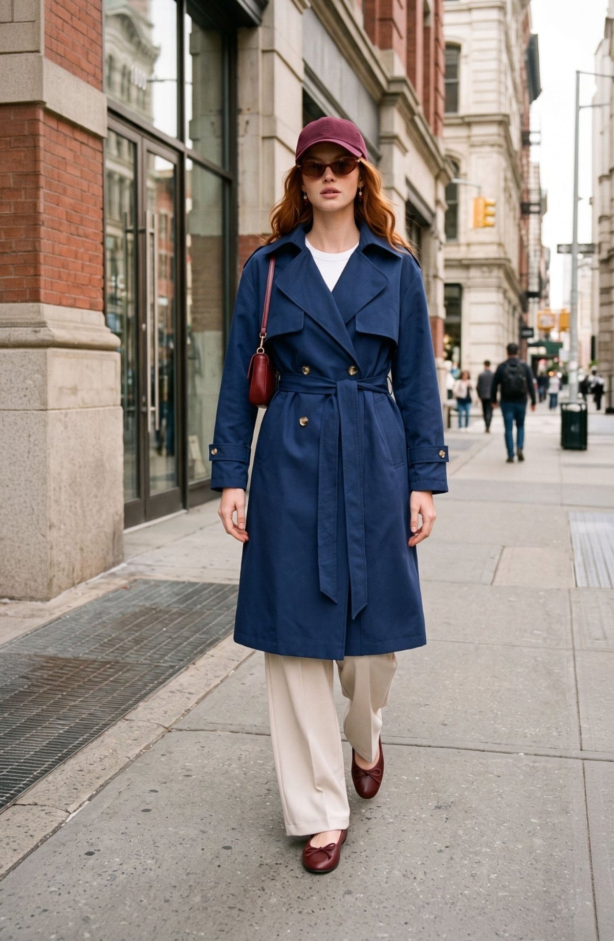 Rüzgarlıklı Oversize Lacivert Trençkot - Fatma Atasoy