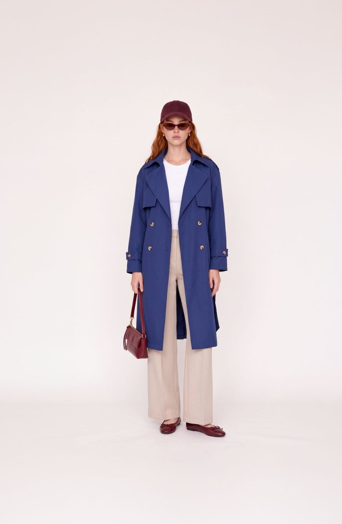 Rüzgarlıklı Oversize Lacivert Trençkot - Fatma Atasoy