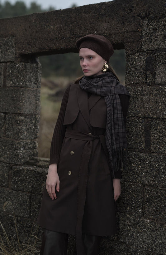 Rüzgarlıklı Acı Kahve Trenç Yelek - Fatma Atasoy