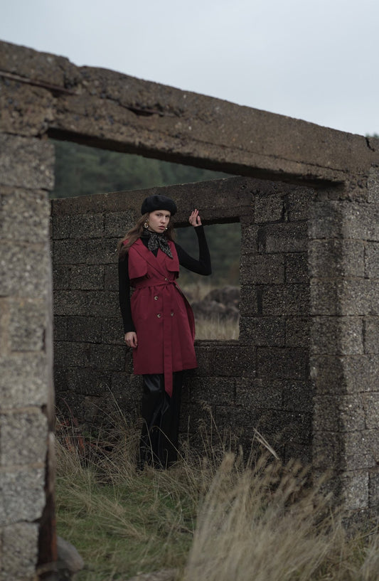 Rüzgarlıklı Bordo Trenç Yelek - Fatma Atasoy