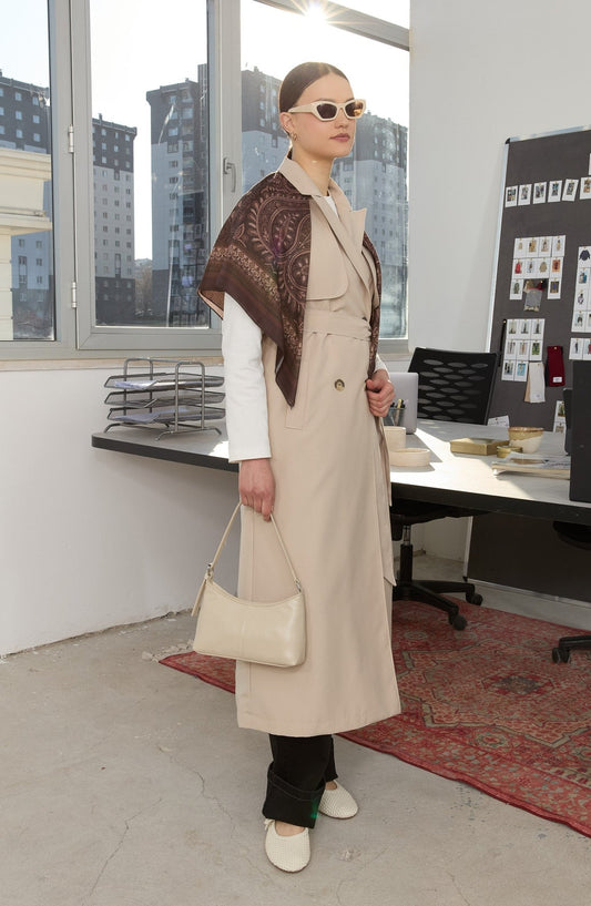 Rüzgarlıklı Maksi Taş Trenç Yelek - Fatma Atasoy