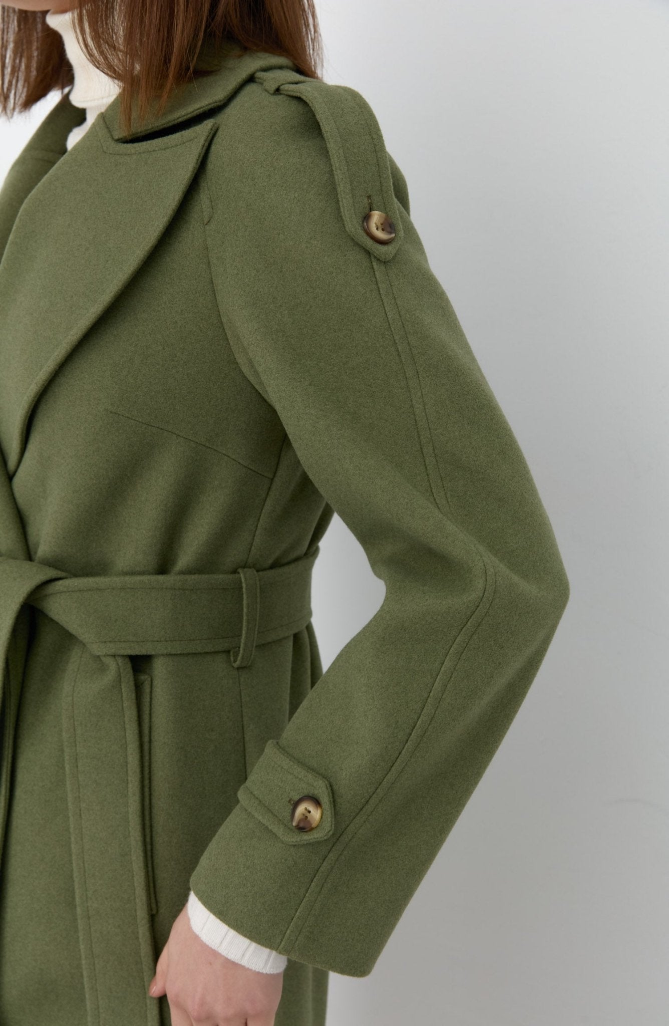Rüzgarlıklı Reglan Kol Soft Haki Kaban - Fatma Atasoy