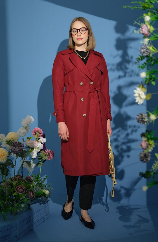 Rüzgarlıklı Trençkot Bordo - Fatma Atasoy