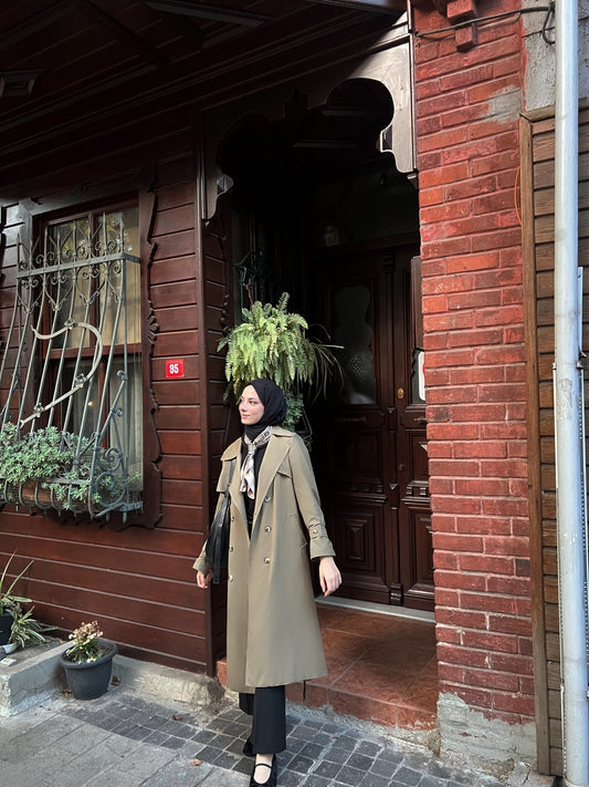 Rüzgarlıklı Trençkot Haki - Fatma Atasoy