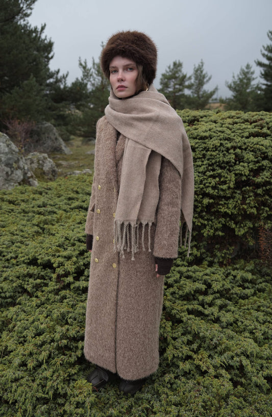 Sakallı Blazer Mocha Maksi Kaban - Fatma Atasoy