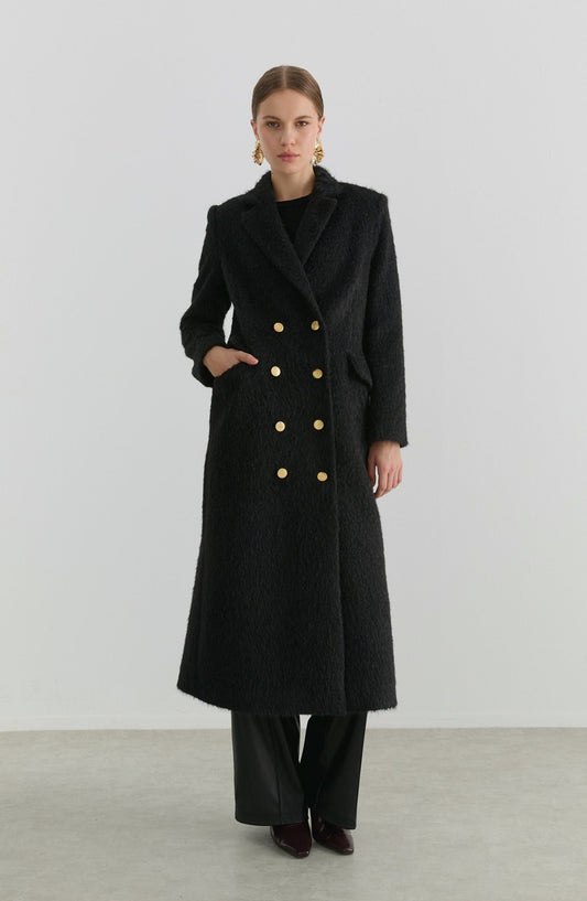 Sakallı Blazer Siyah Maksi Kaban - Fatma Atasoy