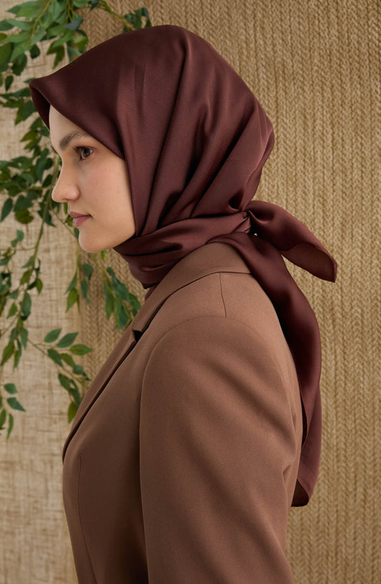 Saten Acı Kahve Janjan Eşarp - Fatma Atasoy