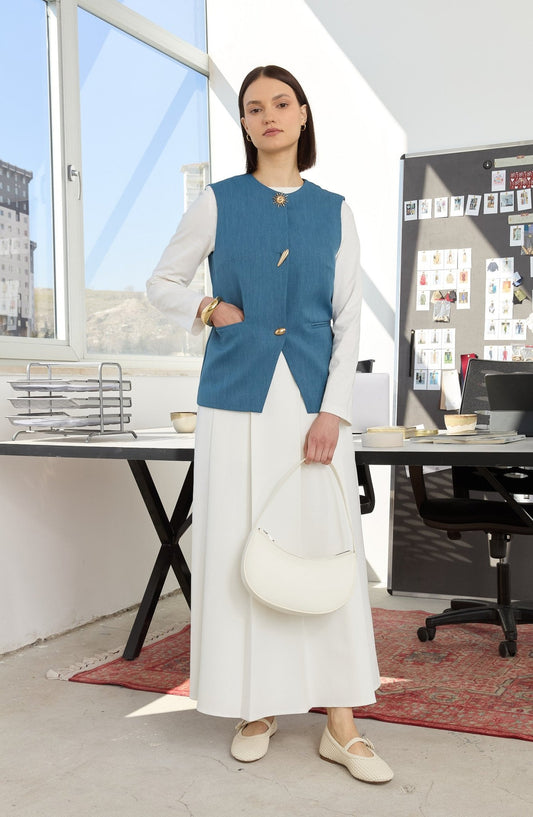 Sunshine Turkuaz Midi Yelek - Fatma Atasoy