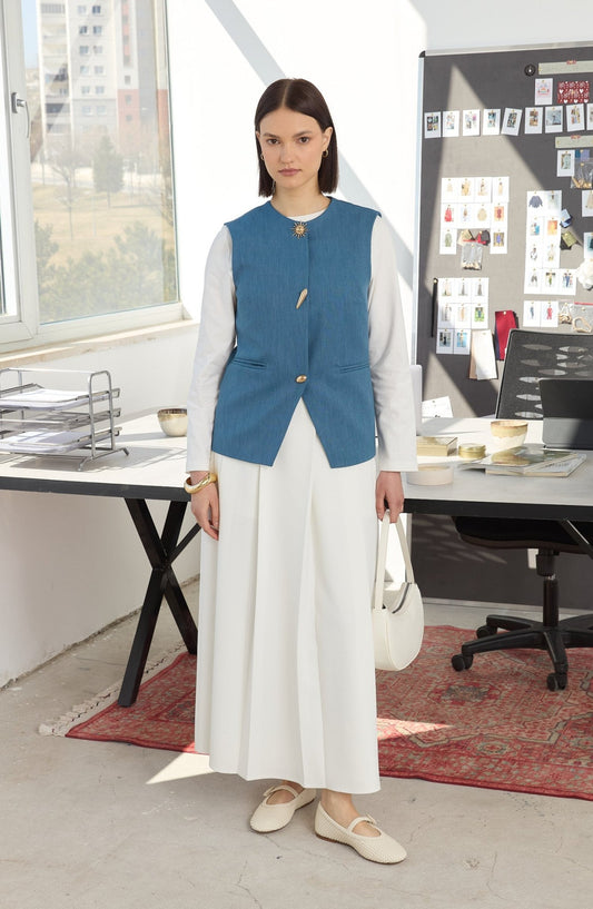 Sunshine Turkuaz Midi Yelek - Fatma Atasoy