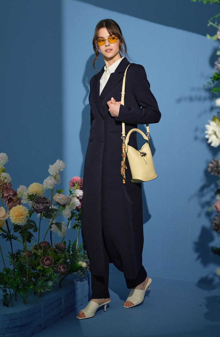 Tam Boy Maksi Ceket Lacivert - Fatma Atasoy