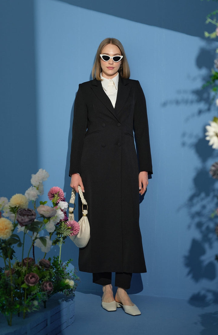 Tam Boy Maksi Ceket Siyah - Fatma Atasoy