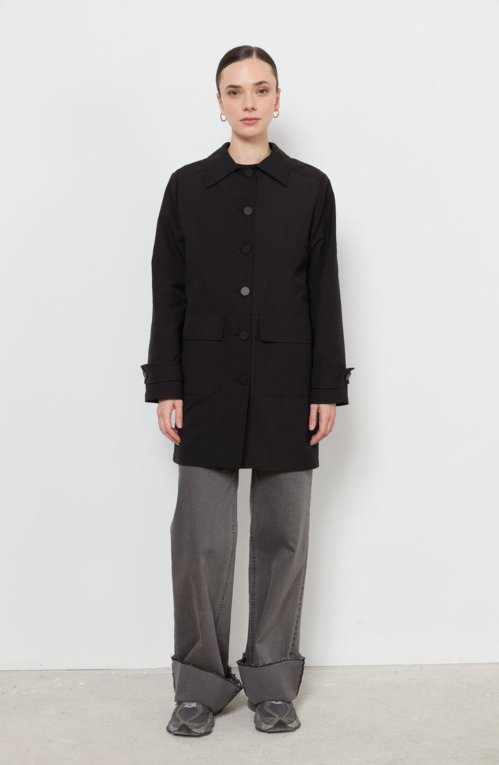 Torba Cepli Siyah Trençkot - Fatma Atasoy