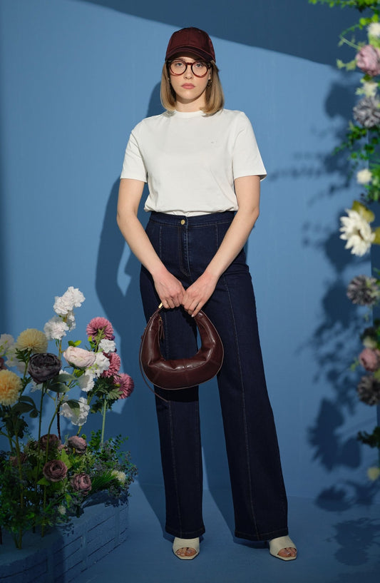 Ütü İzli Palazzo Lacivert Denim Pantolon - Fatma Atasoy