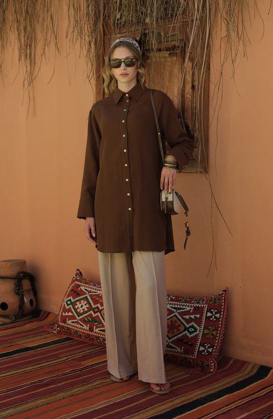 Ütü İzli Taş Keten Pantolon - Fatma Atasoy