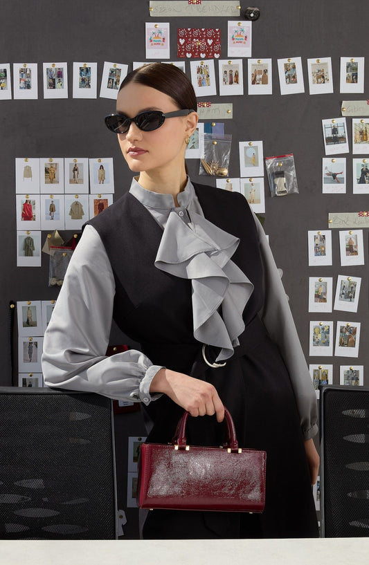 Volanlı Gri Midi Gömlek - Fatma Atasoy