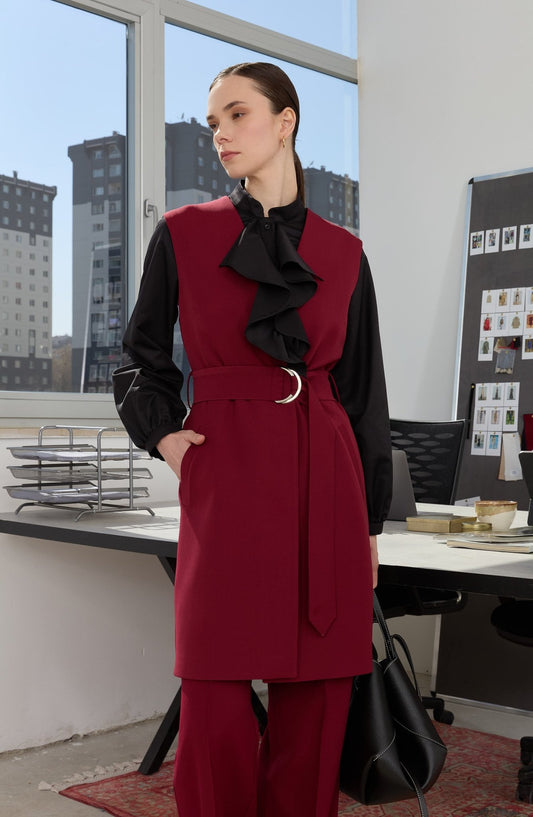 Volanlı Siyah Midi Gömlek - Fatma Atasoy