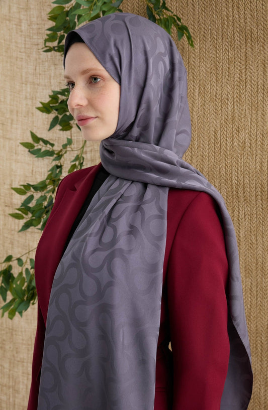 Wave Antrasit Jakarlı Şal - Fatma Atasoy