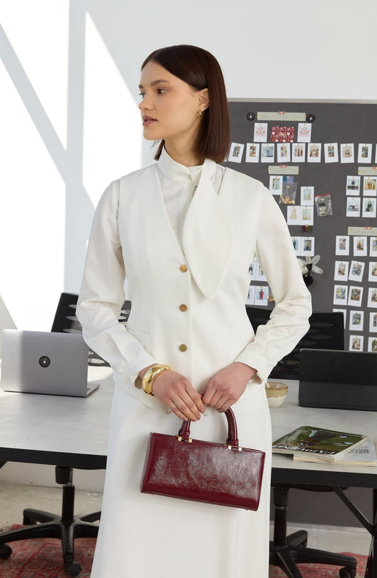 Yaka Dilimli Gömlek Ekru - Fatma Atasoy