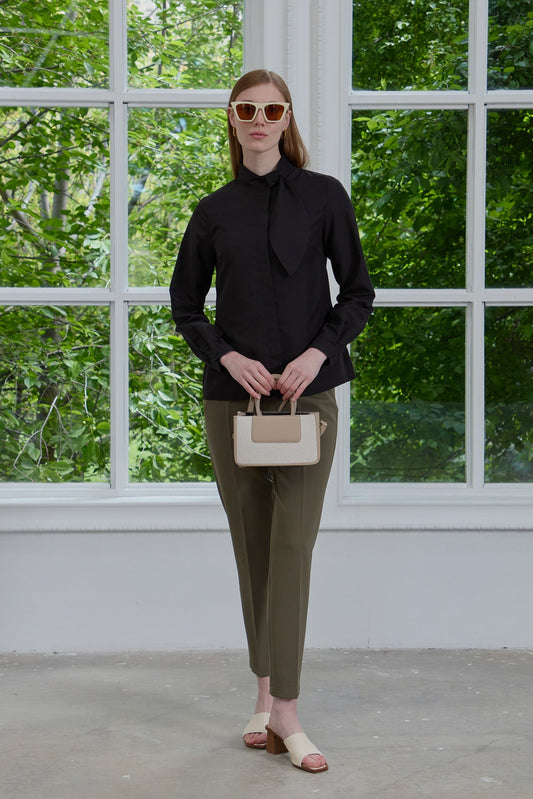 Yaka Dilimli Gömlek Siyah - Fatma Atasoy