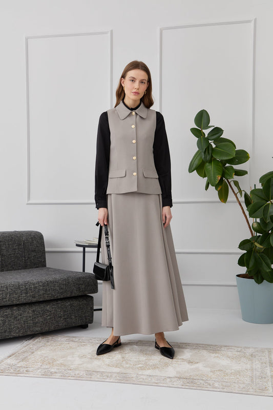 Yarım Daire Gri Etek - Fatma Atasoy