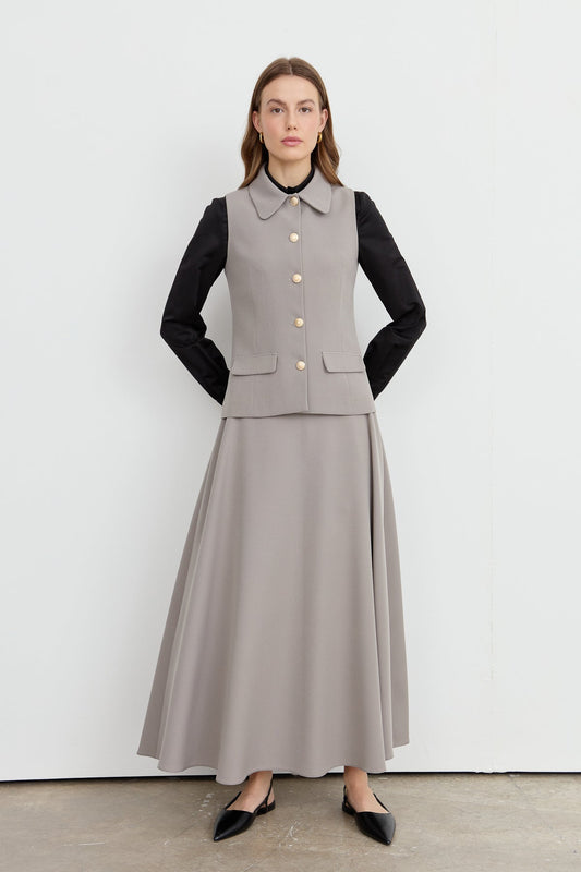 Yarım Daire Gri Etek - Fatma Atasoy