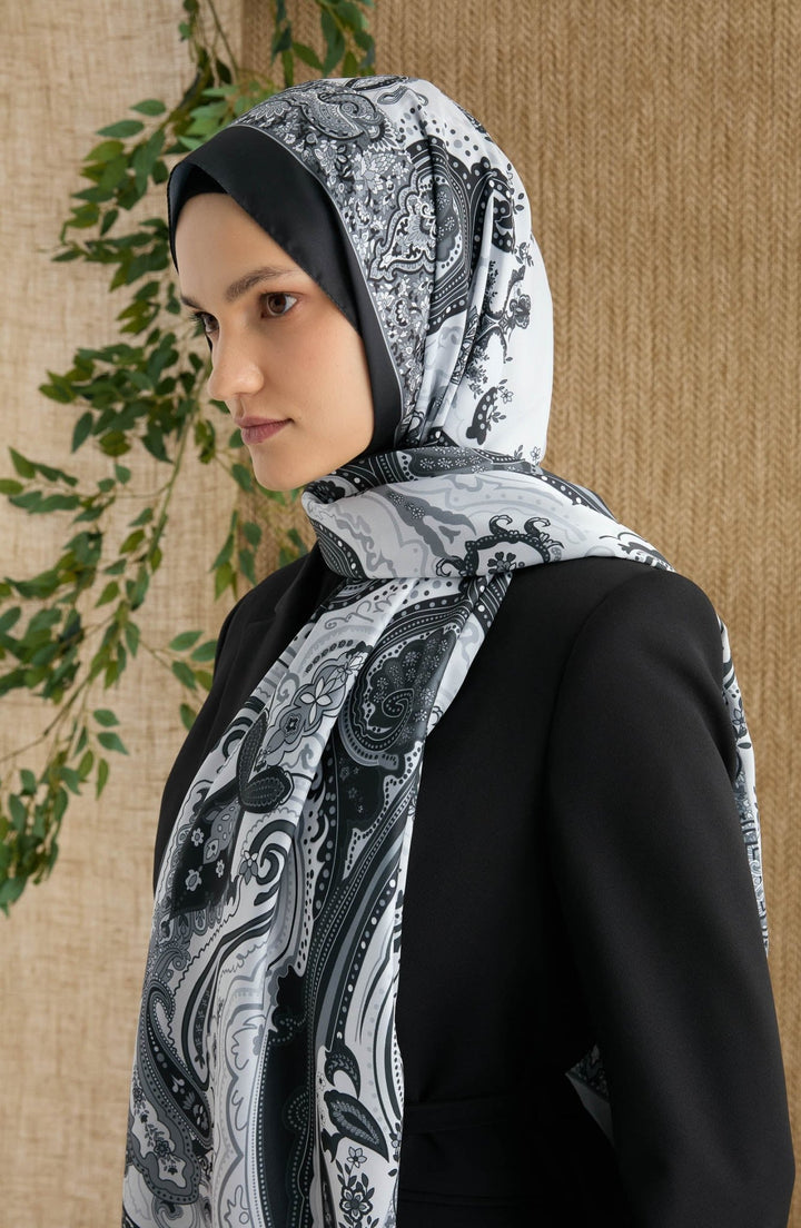 Zenia Ekru Vual İpek Şal - Fatma Atasoy